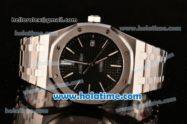 Audemars Piguet Royal Oak Asia 2813 Automatic Stainless Steel Case with Black Dial and Stick Markers - Click Image to Close